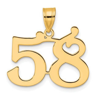 14k Yellow Gold Polished Number 58 Pendant