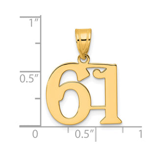 14k Yellow Gold Polished Number 61 Pendant