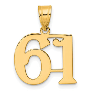 14k Yellow Gold Polished Number 61 Pendant