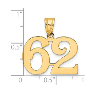14k Yellow Gold Polished Number 62 Pendant