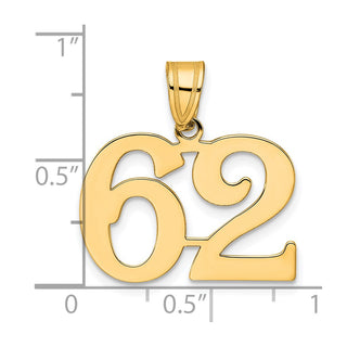 14k Yellow Gold Polished Number 62 Pendant