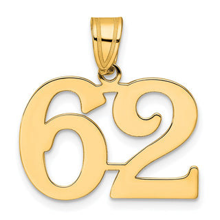 14k Yellow Gold Polished Number 62 Pendant