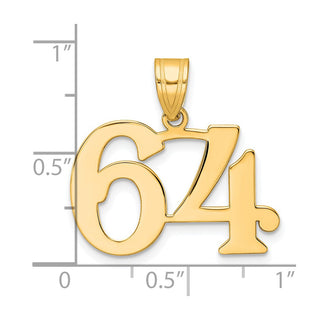 14k Yellow Gold Polished Number 64 Pendant