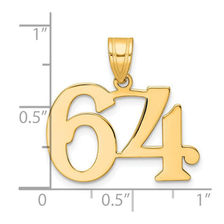 14k Yellow Gold Polished Number 64 Pendant
