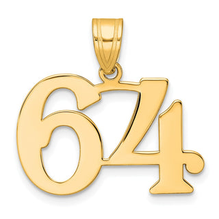 14k Yellow Gold Polished Number 64 Pendant