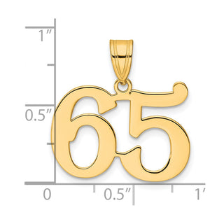 14k Yellow Gold Polished Number 65 Pendant