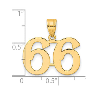 14k Yellow Gold Polished Number 66 Pendant