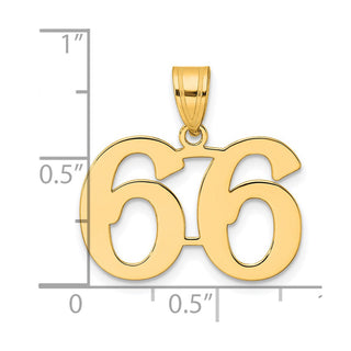 14k Yellow Gold Polished Number 66 Pendant