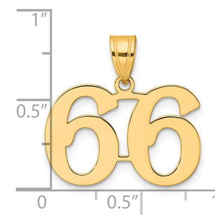 14k Yellow Gold Polished Number 66 Pendant