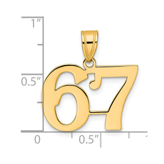 14k Yellow Gold Polished Number 67 Pendant