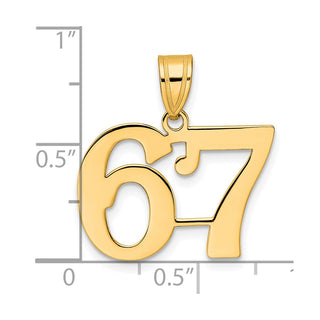14k Yellow Gold Polished Number 67 Pendant