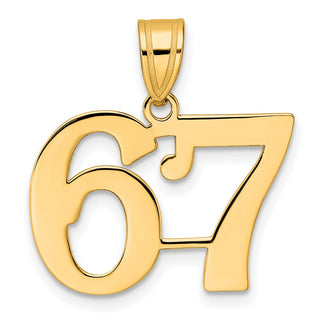 14k Yellow Gold Polished Number 67 Pendant