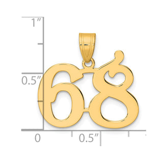 14k Yellow Gold Polished Number 68 Pendant