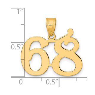 14k Yellow Gold Polished Number 68 Pendant