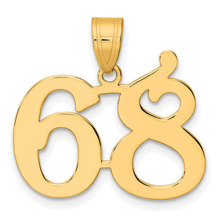 14k Yellow Gold Polished Number 68 Pendant