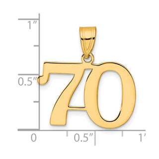 14k Yellow Gold Polished Number 70 Pendant