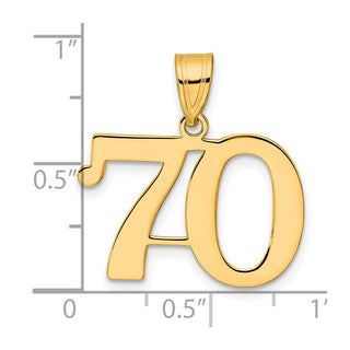 14k Yellow Gold Polished Number 70 Pendant