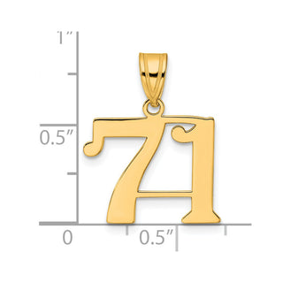 14k Yellow Gold Polished Number 71 Pendant