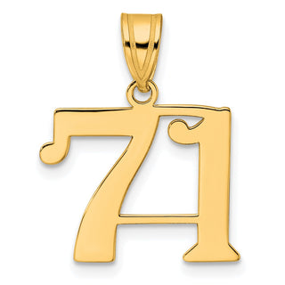 14k Yellow Gold Polished Number 71 Pendant