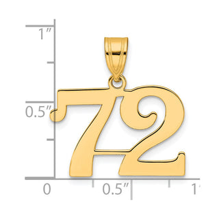 14k Yellow Gold Polished Number 72 Pendant