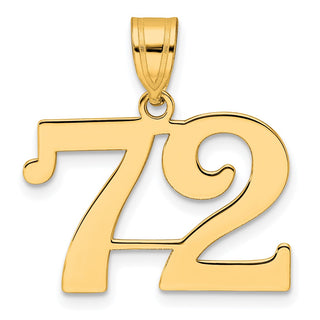 14k Yellow Gold Polished Number 72 Pendant