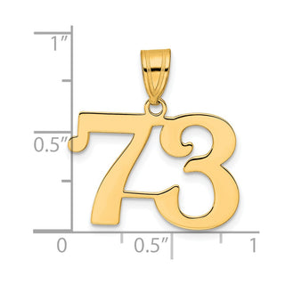 14k Yellow Gold Polished Number 73 Pendant