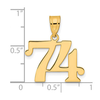 14k Yellow Gold Polished Number 74 Pendant