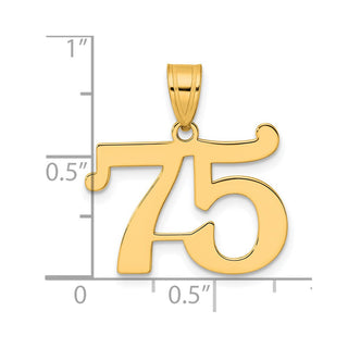 14k Yellow Gold Polished Number 75 Pendant APN75