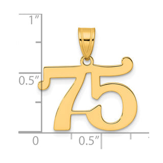 14k Yellow Gold Polished Number 75 Pendant APN75