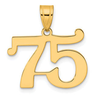 14k Yellow Gold Polished Number 75 Pendant APN75