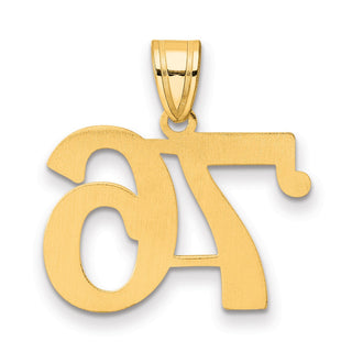 14k Yellow Gold Polished Number 76 Pendant