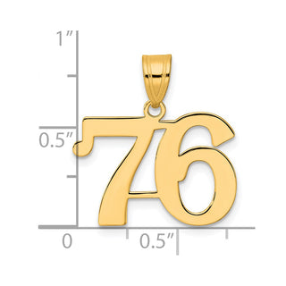 14k Yellow Gold Polished Number 76 Pendant