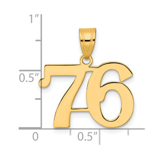 14k Yellow Gold Polished Number 76 Pendant
