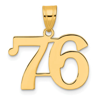 14k Yellow Gold Polished Number 76 Pendant