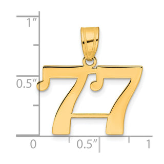 14k Yellow Gold Polished Number 77 Pendant