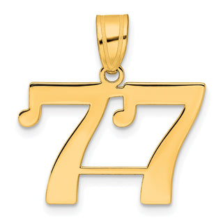 14k Yellow Gold Polished Number 77 Pendant