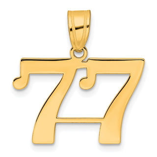 14k Yellow Gold Polished Number 77 Pendant