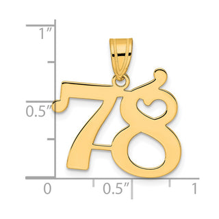 14k Yellow Gold Polished Number 78 Pendant