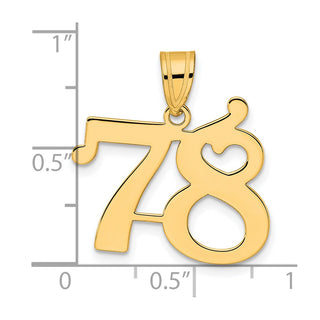 14k Yellow Gold Polished Number 78 Pendant