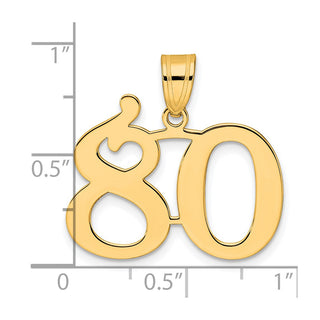 14k Yellow Gold Polished Number 80 Pendant