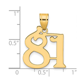 14k Yellow Gold Polished Number 81 Pendant