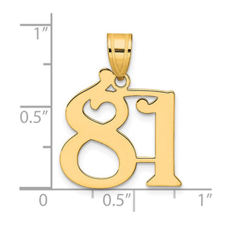 14k Yellow Gold Polished Number 81 Pendant