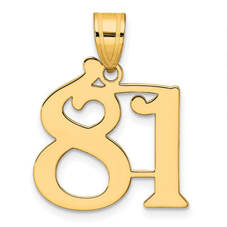 14k Yellow Gold Polished Number 81 Pendant