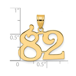 14k Yellow Gold Polished Number 82 Pendant
