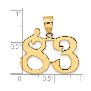 14k Yellow Gold Polished Number 83 Pendant
