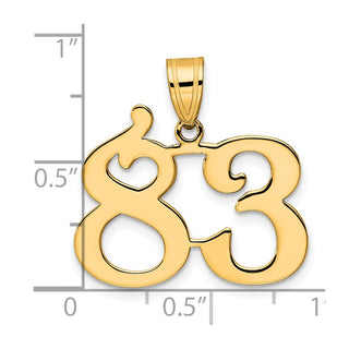 14k Yellow Gold Polished Number 83 Pendant