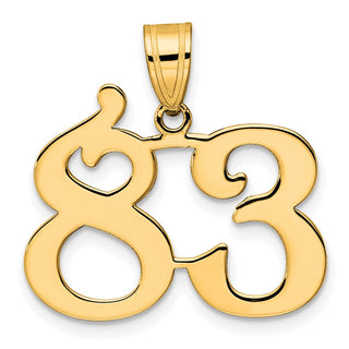 14k Yellow Gold Polished Number 83 Pendant