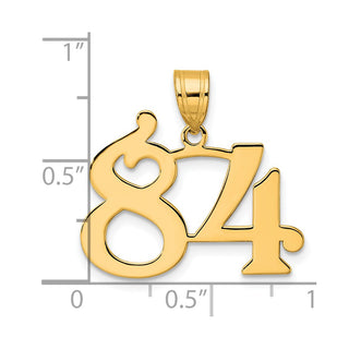 14k Yellow Gold Polished Number 84 Pendant