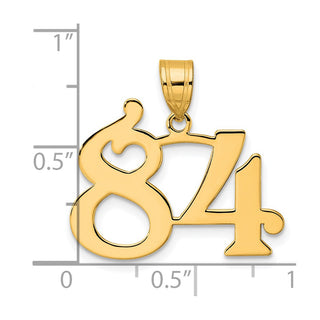 14k Yellow Gold Polished Number 84 Pendant
