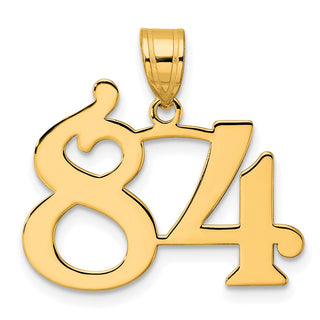 14k Yellow Gold Polished Number 84 Pendant